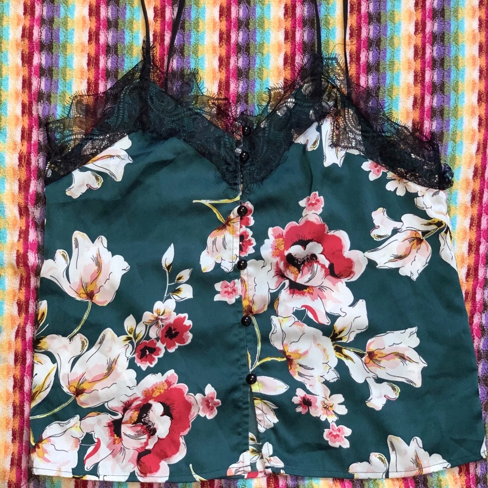 Lace satin cami top